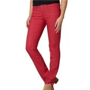 PRANA Kara Red Denim Jeans Patterned Pants ~ Women's Size 8 / 29